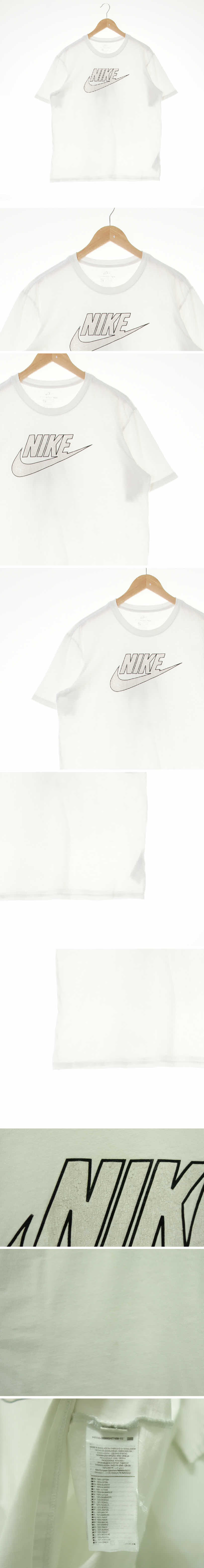 나이키 빅로고라운드반팔티 나이키 화이트 프린팅 면 빅로고라운드반팔티
