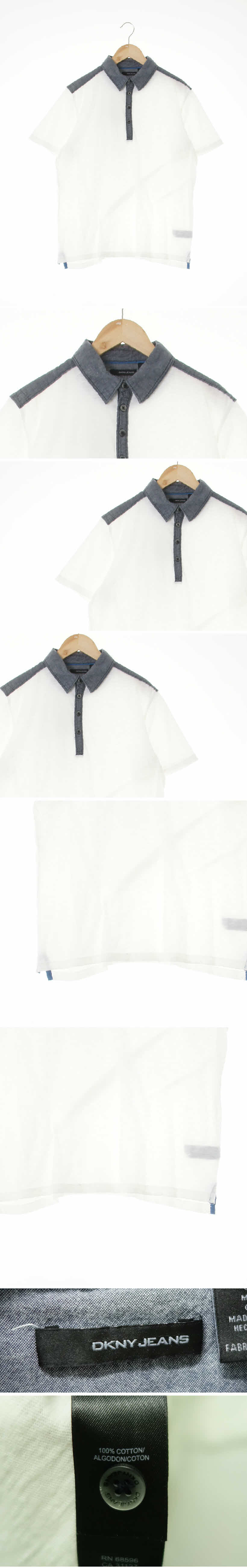 dkny 카라어깨배색폴로반팔티 dkny 화이트 면 카라어깨배색폴로반팔티