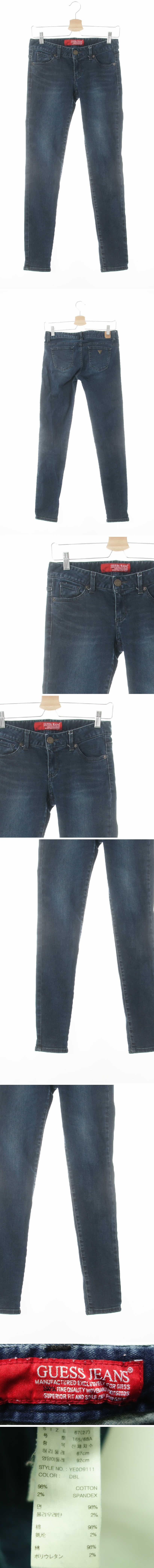 Guess 진청 데님 워시드로우라이즈스키니진