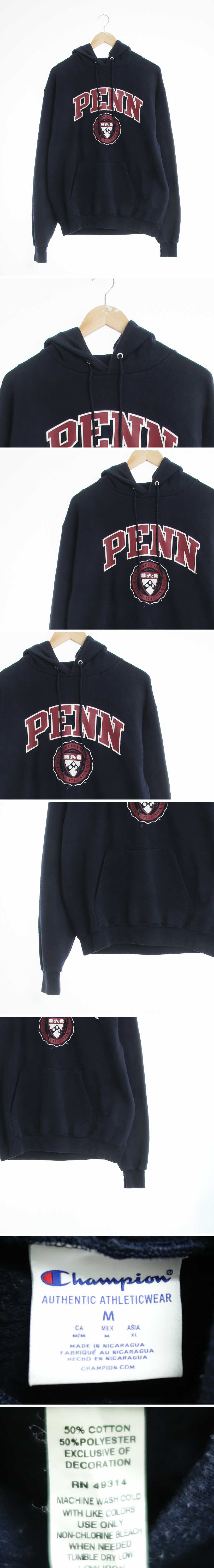 챔피언 penn후드티 챔피언 네이비 면혼방 penn후드티