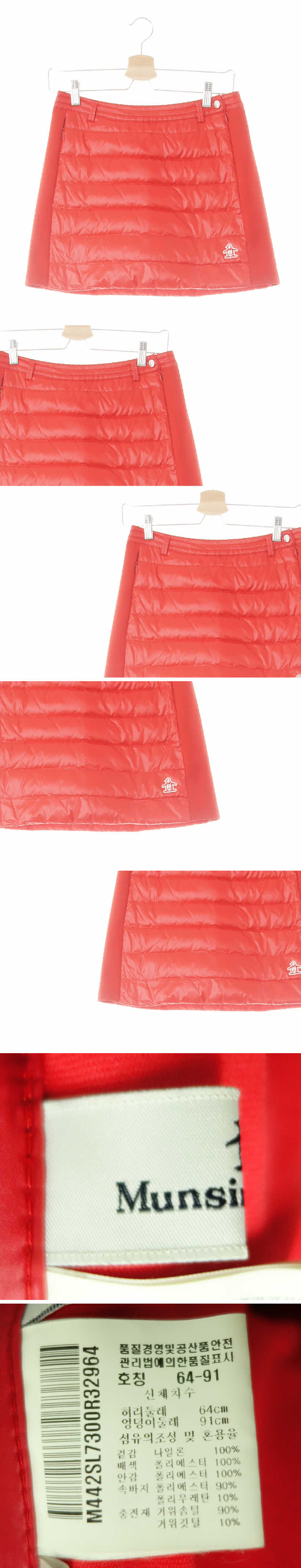 munsingwear 펭귄패치패딩미니스커트 munsingwear 딥레드 구스 펭귄패치패딩미니스커트