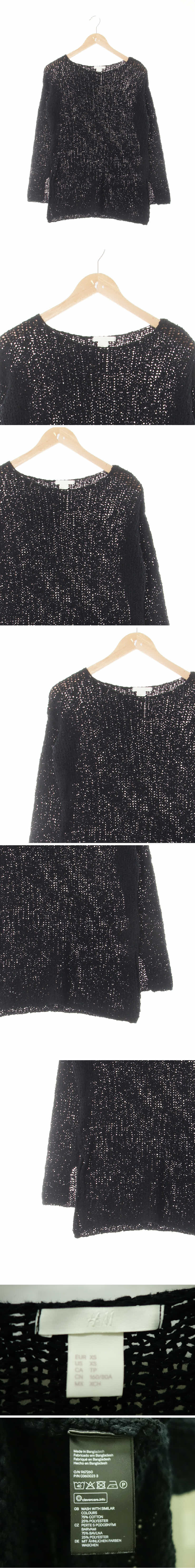 h&m 슬릿그물니트 h&m 블랙 면혼방 슬릿그물니트