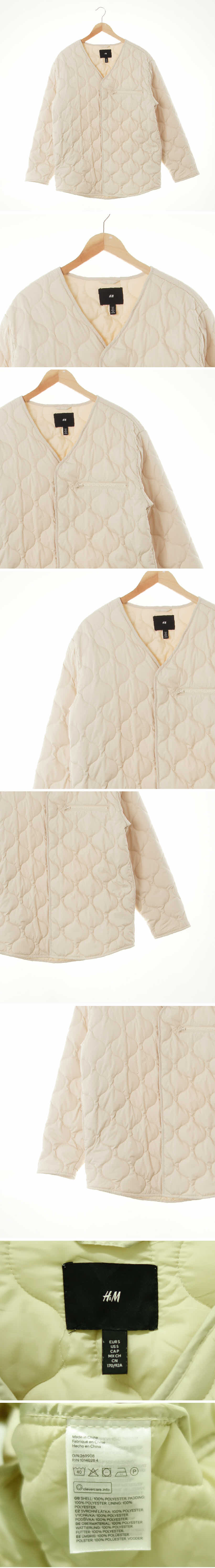 h&m 물결퀼팅경량패딩점퍼 h&m 크림 물결퀼팅경량패딩점퍼
