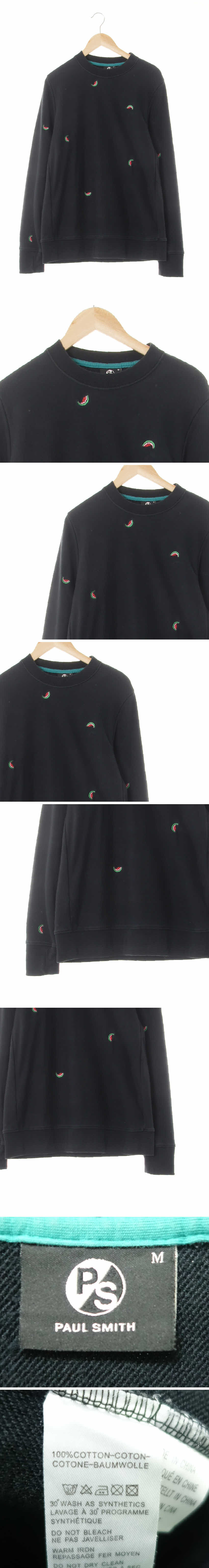 폴스미스 크루넥스웨트셔츠 폴스미스 블랙 수박자수패턴 면 크루넥스웨트셔츠