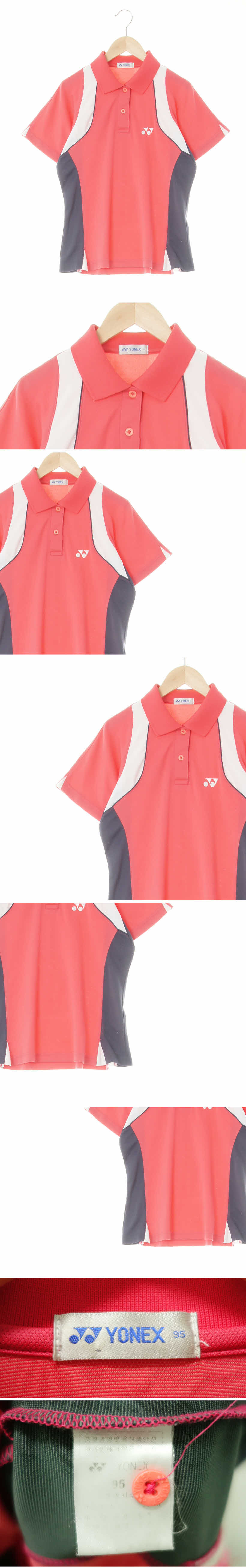 yonex 화이트슬림라인카라반팔티 yonex 코랄피치핑크 화이트슬림라인카라반팔티