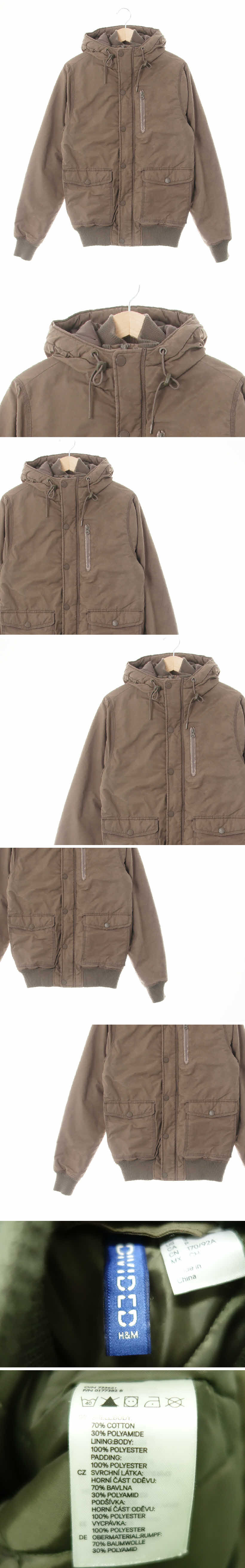h&m 퀼팅후드풀집업점퍼 h&m 아몬드브라운 퀼팅후드풀집업점퍼