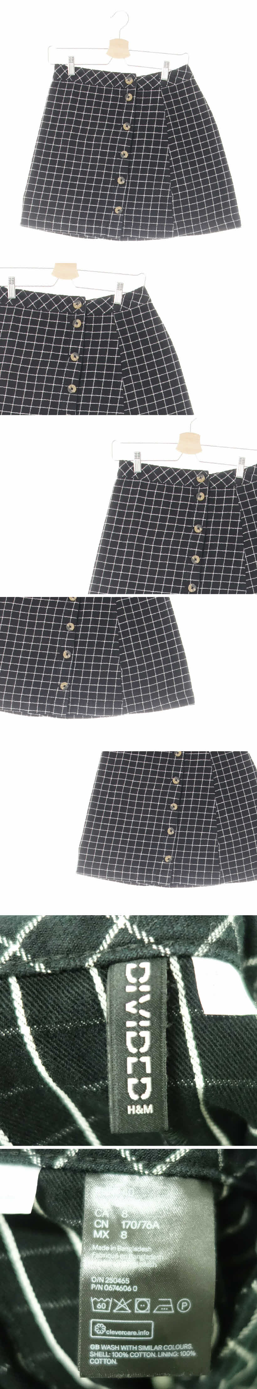 h&m 브라운버튼랩a라인미니스커트 h&m 블랙 체크 면 브라운버튼랩a라인미니스커트