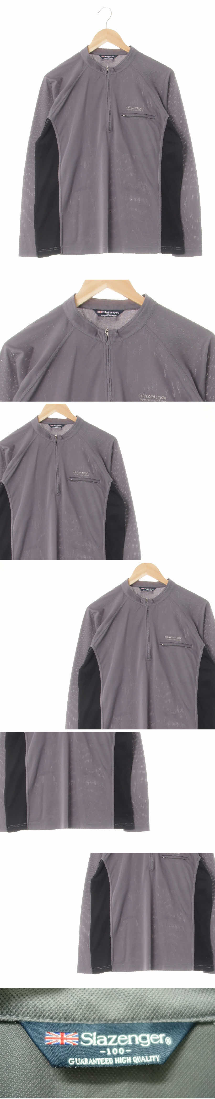 slazenger 차콜블랙 절개하프집업긴팔티