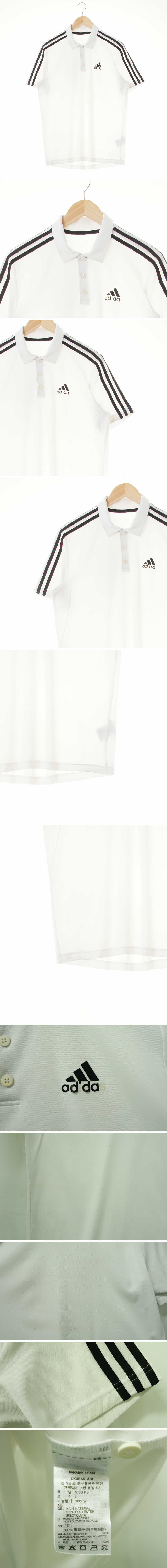 아디다스 삼선폴로반팔티 아디다스 화이트 프린팅 에어로레디 삼선폴로반팔티