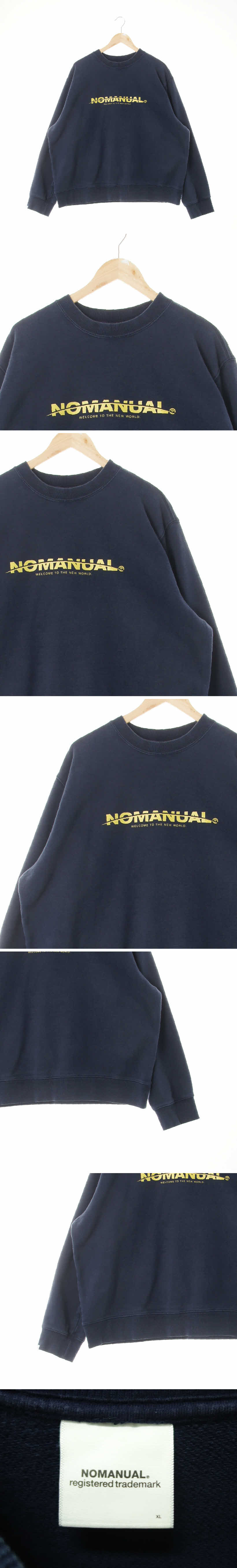 nomanual 텍스트루즈맨투맨 nomanual 네이비 프린팅 면 텍스트루즈맨투맨