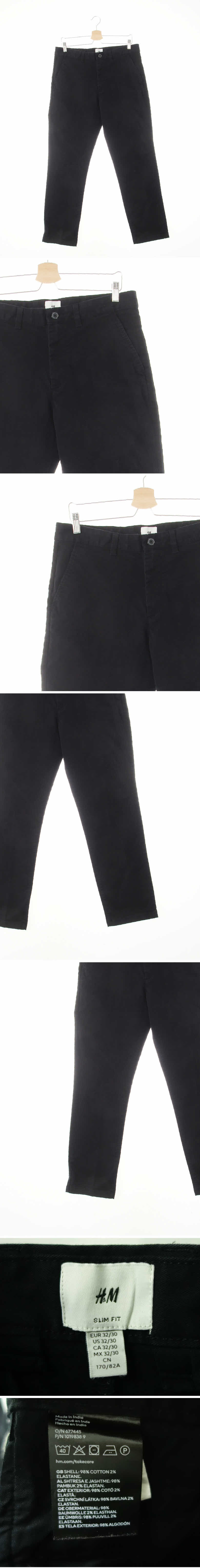 h&m 텐션치노팬츠 h&m 블랙 면혼방 텐션치노팬츠