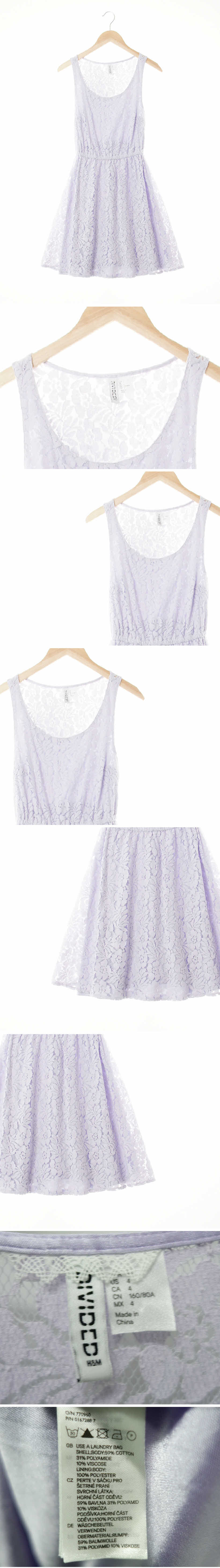 h&m 라운드넥자수민소매원피스 h&m 라벤더포크 플라워패턴 면혼방 라운드넥자수민소매원피스