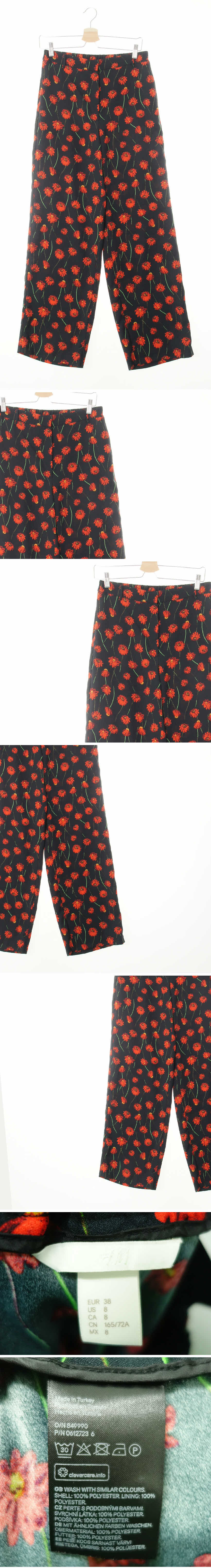 h&m 밴딩쿨와이드꽃팬츠 h&m 블랙 플라워패턴 밴딩쿨와이드꽃팬츠
