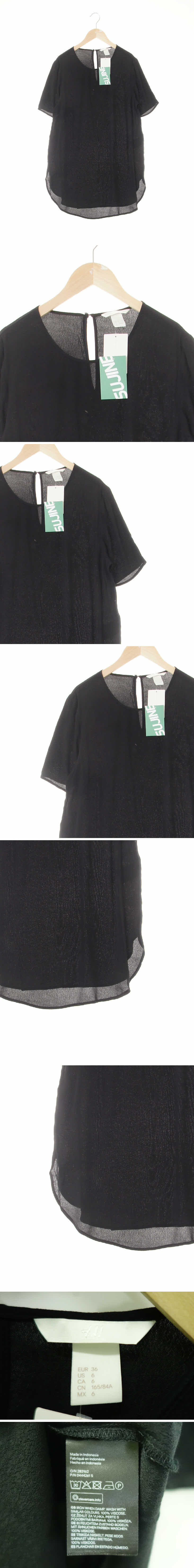 h&m 백슬릿반팔롱블라우스 h&m 블랙 백슬릿반팔롱블라우스