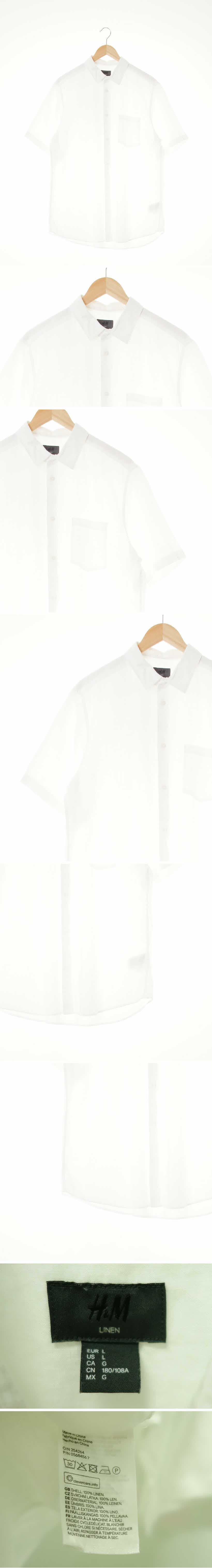 h&m 아웃포켓반소매셔츠 h&m 화이트 린넨 아웃포켓반소매셔츠
