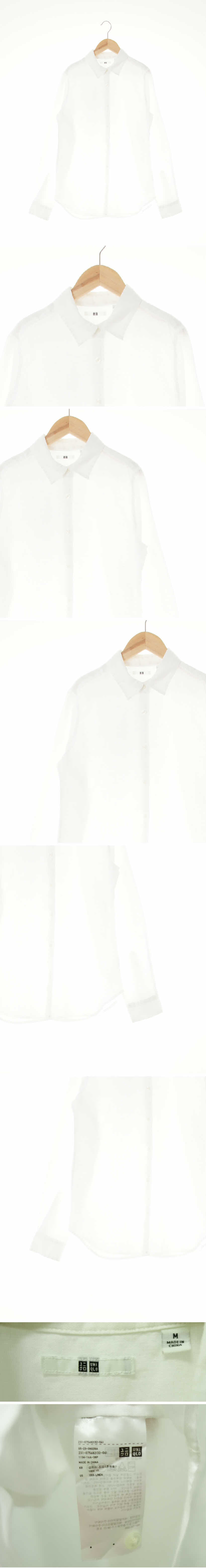 유니클로 긴소매셔츠 유니클로 화이트 시스루 린넨 긴소매셔츠
