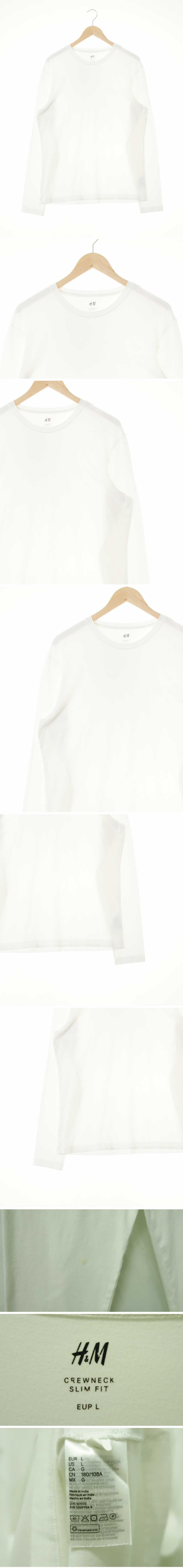 h&m 라운드기본롱슬리브 h&m 화이트 면혼방 라운드기본롱슬리브