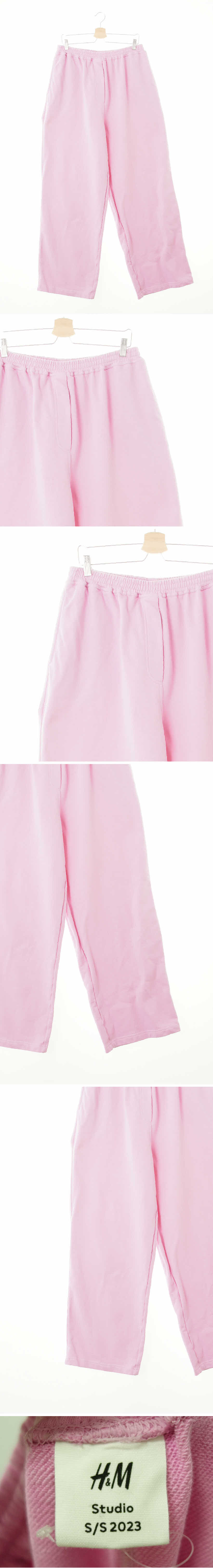 h&m 와이드맥시팬츠 h&m 라일락쉬폰핑크 면혼방 와이드맥시팬츠