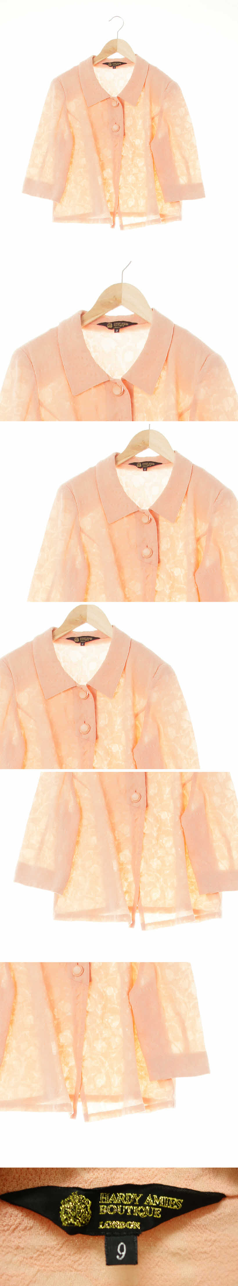 hardy amies boutique 투버튼시어서커7부자켓 hardy amies boutique 살구빛코랄 투버튼시어서커7부자켓
