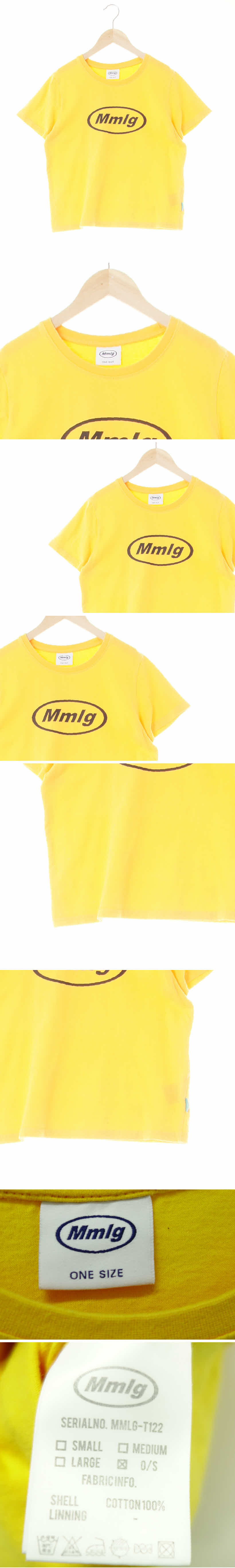 mmlg 중앙빅로고크롭반팔티 mmlg 옐로우 면 중앙빅로고크롭반팔티