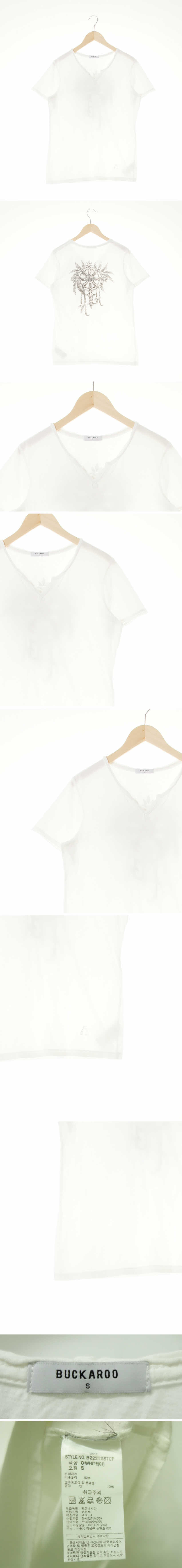 버커루 돌돌이슬릿넥숏슬리브 버커루 화이트 면 돌돌이슬릿넥숏슬리브