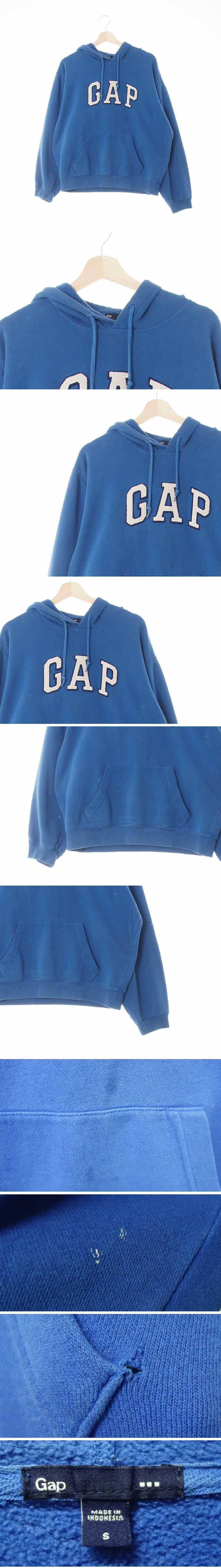 gap 빅펠트로고기모후드티 gap 블루 면혼방 빅펠트로고기모후드티