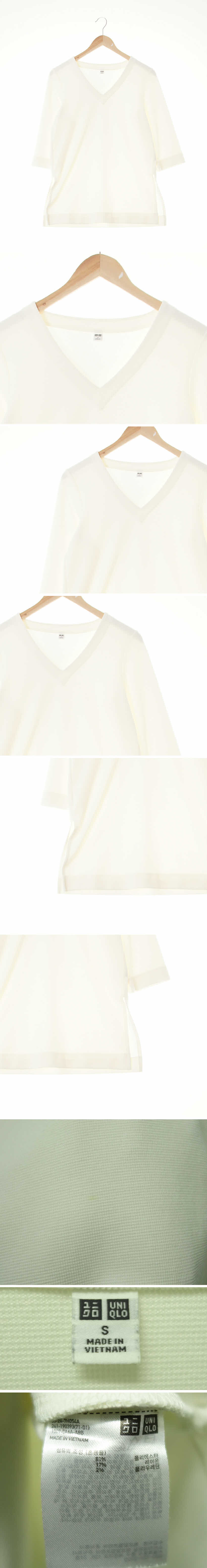 유니클로 브이넥7부소매롱티 유니클로 아이보리 브이넥7부소매롱티