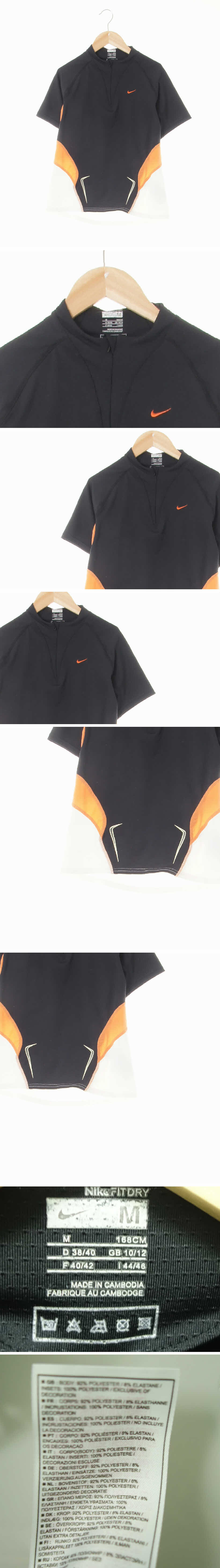 나이키 삼색스포츠반집업반팔티 나이키 블랙만다린오렌지화이트 삼색스포츠반집업반팔티