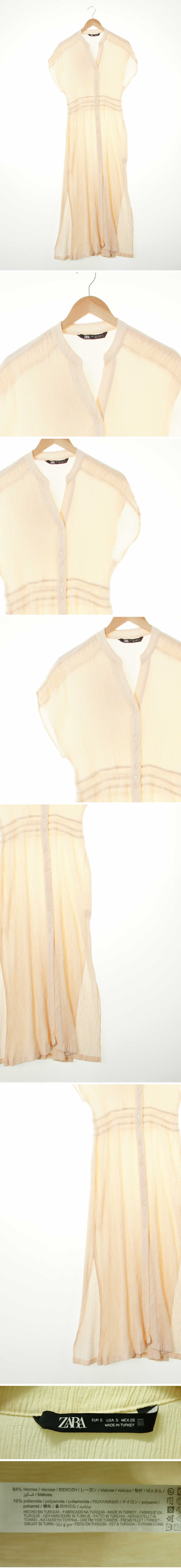 자라 플리츠슬릿카라맥시원피스 자라 라이트페일피치오렌지 플리츠슬릿카라맥시원피스