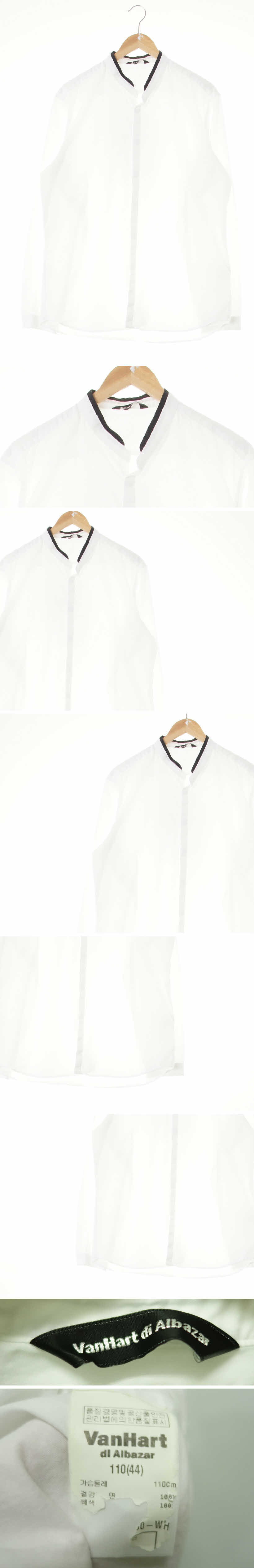 vanhartdialbazar 차이나카라네이비배색긴팔셔츠 vanhartdialbazar 화이트 면 차이나카라네이비배색긴팔셔츠