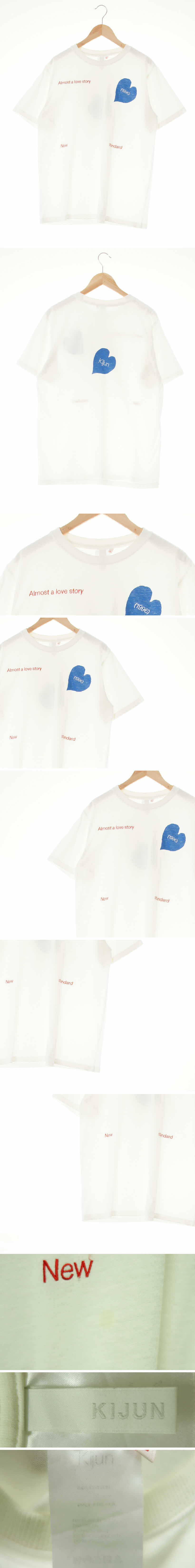 키준 화이트 블루하트프린팅 면 allmostlovestory반팔티