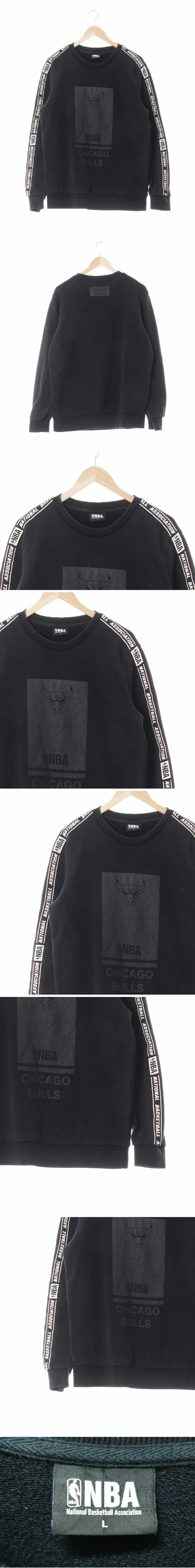 NBA 시카고불스빅로고테이핑맨투맨 NBA 블랙 프린팅 면혼방 시카고불스빅로고테이핑맨투맨