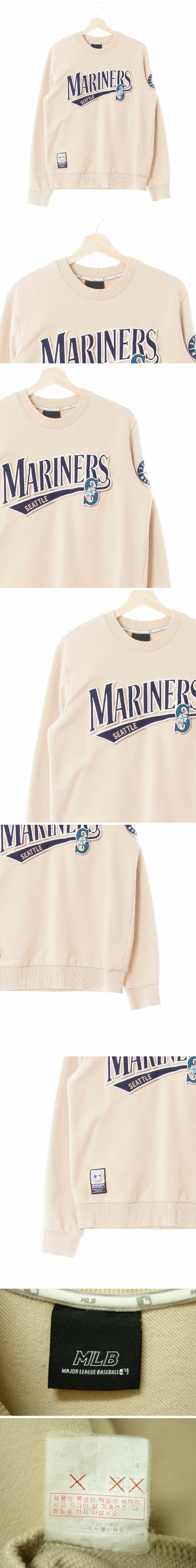 MLB MARINERS크루넥맨투맨 MLB 샌드베이지 면혼방 MARINERS크루넥맨투맨