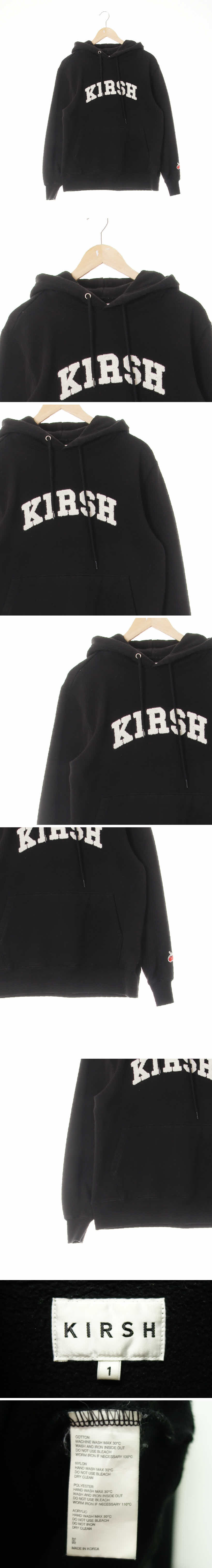 kirsh 부클텍스트체리후드티 kirsh 블랙 면혼방 부클텍스트체리후드티