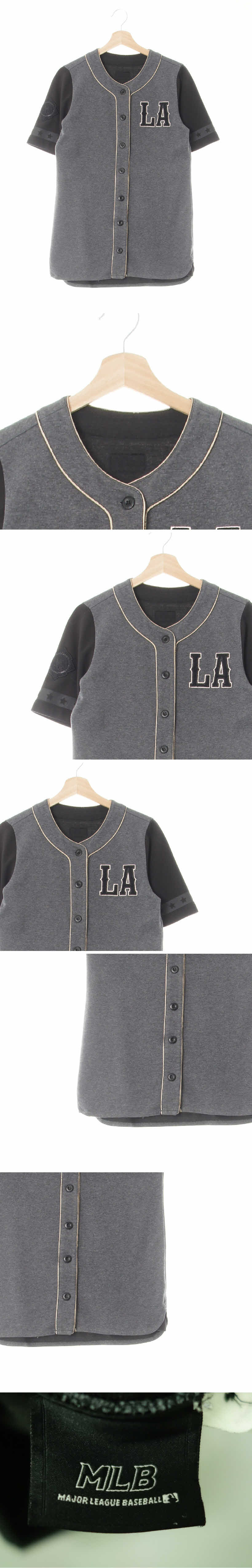 MLB 투톤LA야구유니폼상의 MLB 멜란지미디움그레이블랙 면혼방 투톤LA야구유니폼상의