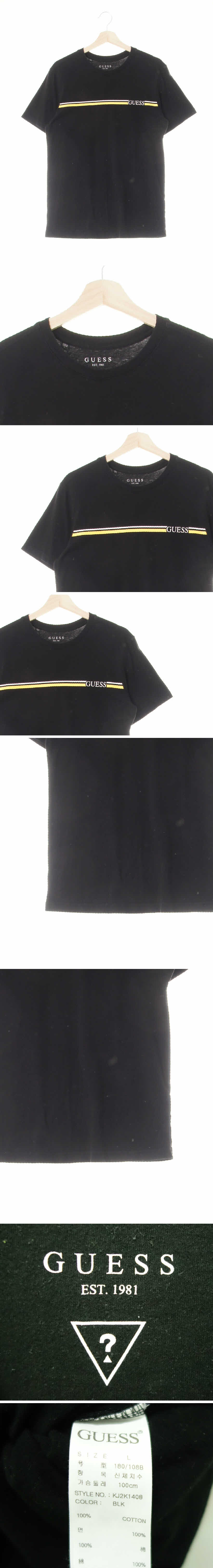 Guess 이선라인로고반팔티 Guess 블랙 면 이선라인로고반팔티