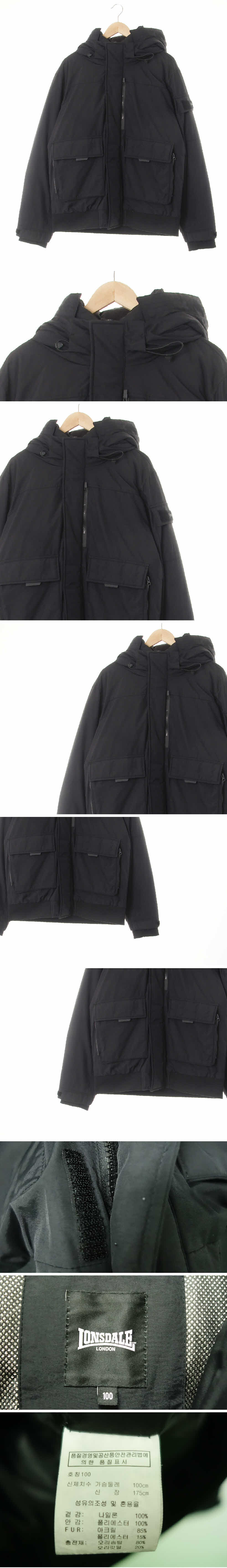 lonsdale 우븐숏푸퍼패딩다운점퍼 lonsdale 블랙 덕다운 우븐숏푸퍼패딩다운점퍼