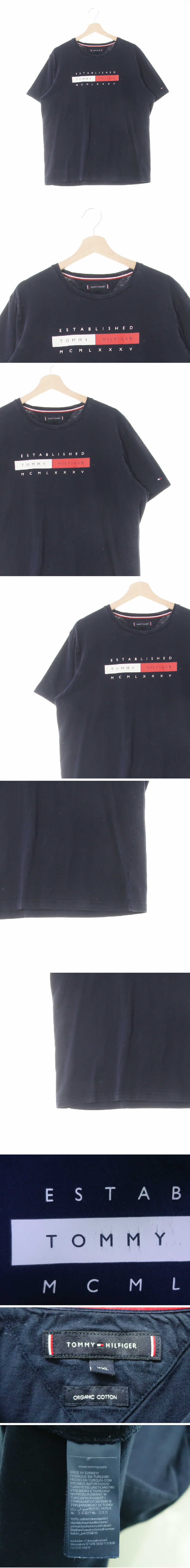 타미힐피거 로고라운드반팔티 타미힐피거 네이비 프린팅 면 로고라운드반팔티
