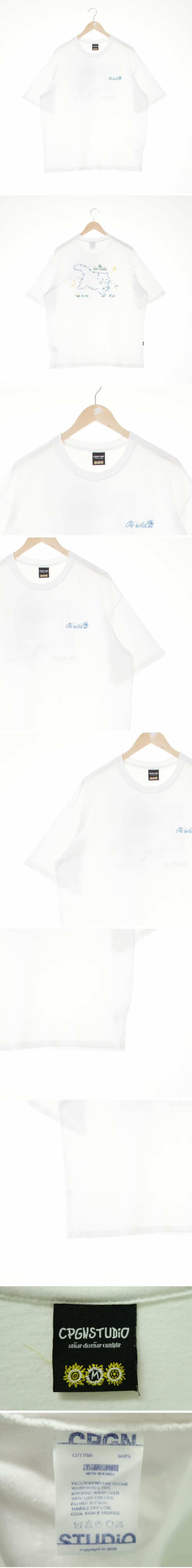 cpgnstudio 고양이자수루즈반팔티 cpgnstudio 화이트 면 고양이자수루즈반팔티