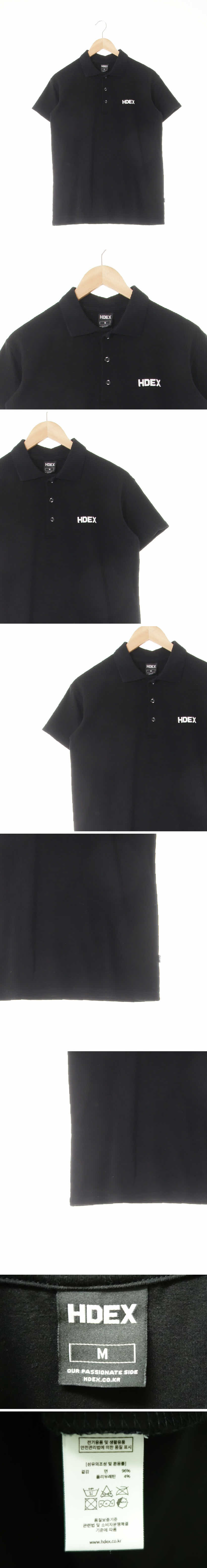 hdex 레터로고반팔카라티 hdex 블랙 프린팅 면혼방 레터로고반팔카라티