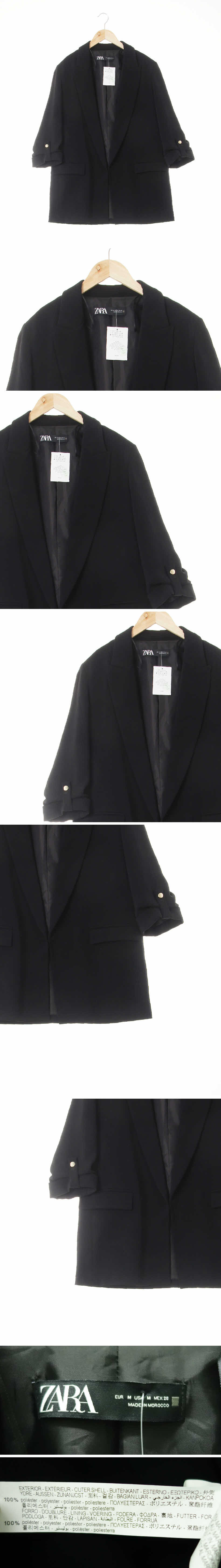자라 블랙 롤업소매오픈롱블레이저