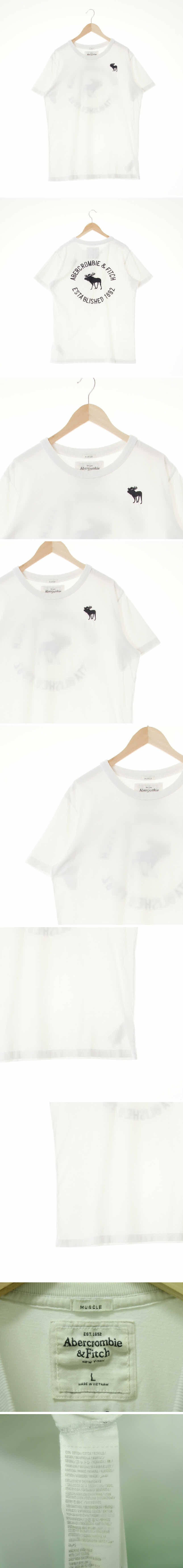 아베크롬비 산양써클자수라운드반팔티 아베크롬비 화이트 면 산양써클자수라운드반팔티