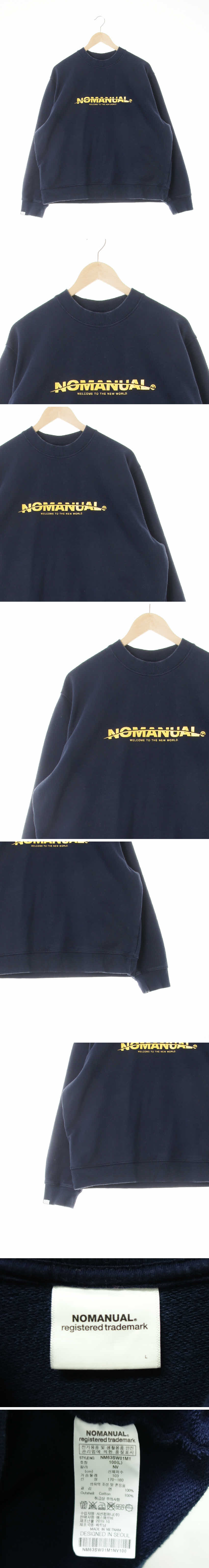 nomanual 네이비 프린팅 면 디파인텍스트루즈맨투맨