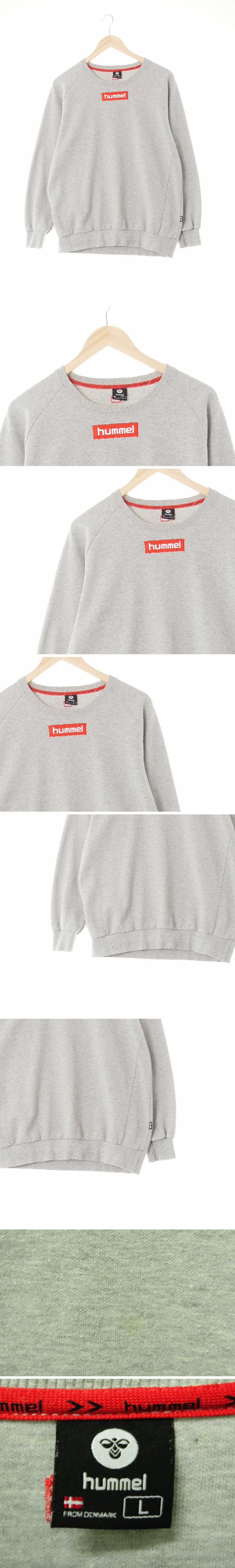 hummel 중앙로고라이트맨투맨 hummel 멜란지그레이 면혼방 중앙로고라이트맨투맨