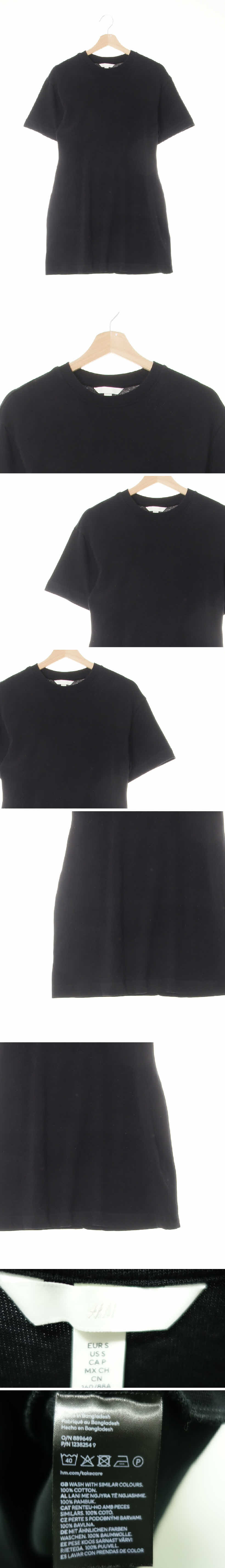 h&m 잔골지베이직반팔미니원피스 h&m 블랙 면 잔골지베이직반팔미니원피스