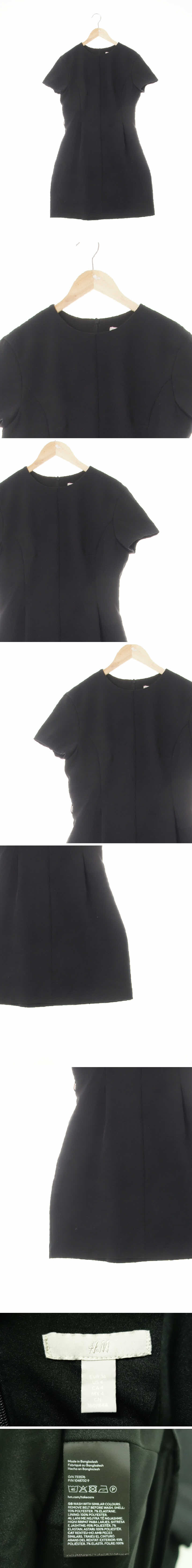 h&m 디파인슬림반팔핀턱원피스 h&m 블랙 디파인슬림반팔핀턱원피스
