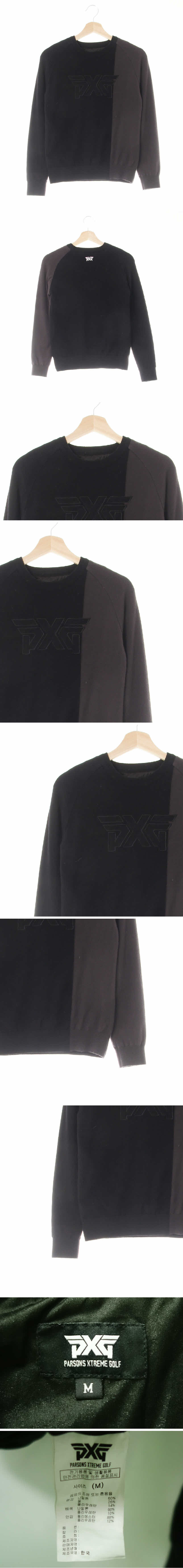 pxg 블랙차콜 울혼방 투톤나그랑로고스웨터
