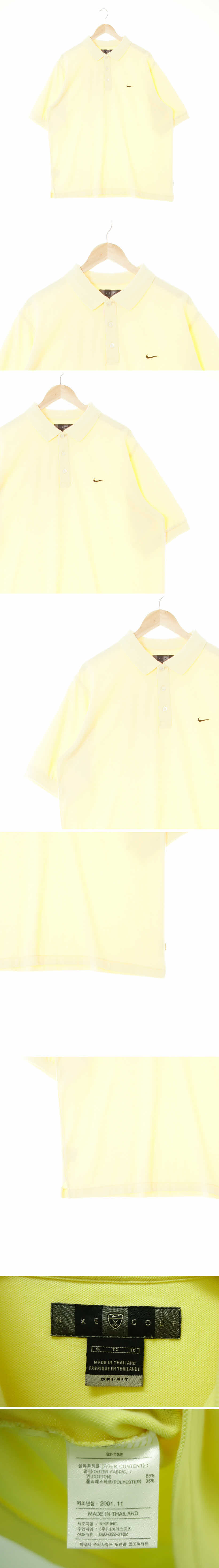 나이키골프 자수로고필드반팔카라티 나이키골프 파스텔옐로우 면혼방 자수로고필드반팔카라티