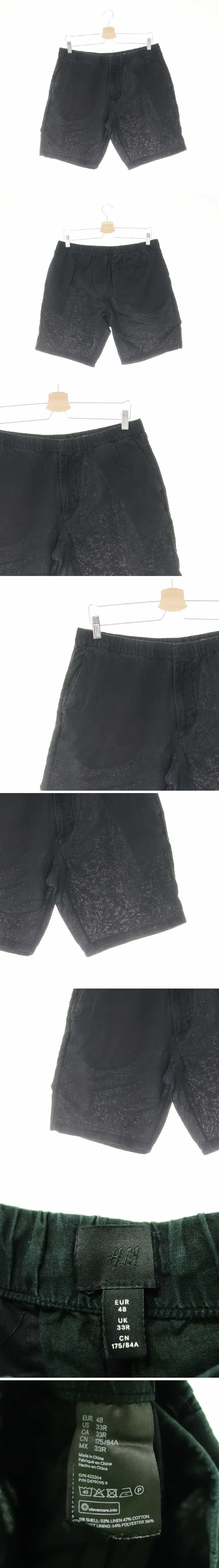 h&m 블랙 린넨혼방 워싱마반바지