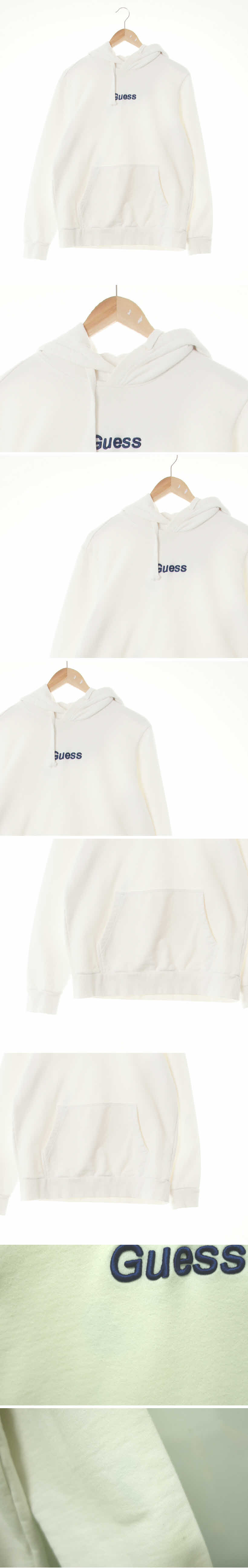 Guess 중앙자수로고포켓후드티 Guess 화이트 면 중앙자수로고포켓후드티